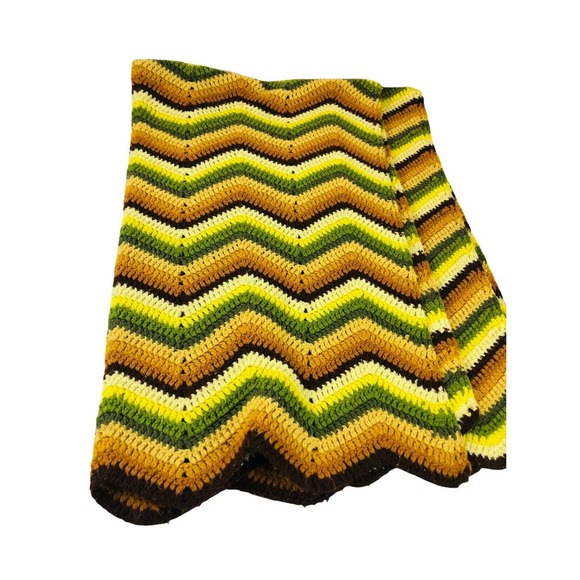 Handmade Other - vtg retro hand made striped knit blanket throw afghan 58x72
